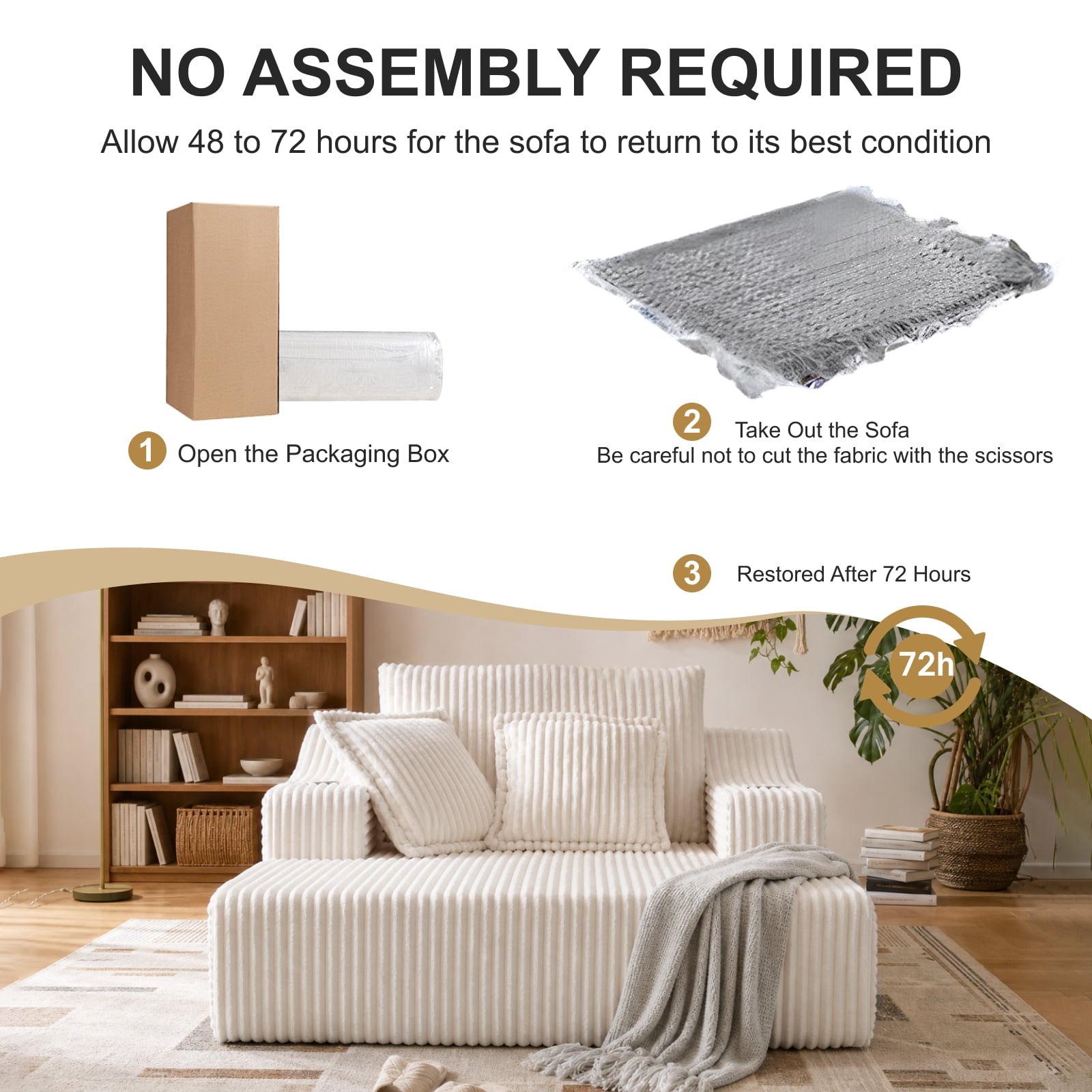 47" Wide Oversized Single Chaise Lounge Chair, 67'' Sleeper Sofa Bed with Cup Holders & 3 Pillows