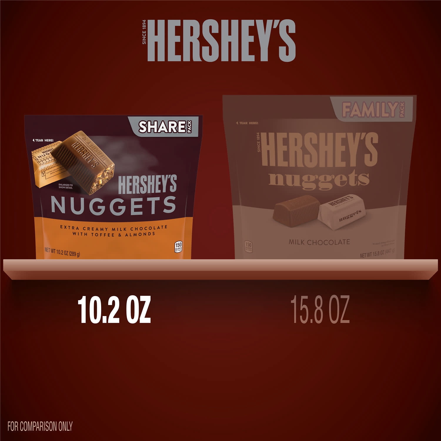 Hershey's Nuggets Milk Chocolate, Toffee and Almonds Candy, Share Pack, 10.2 oz