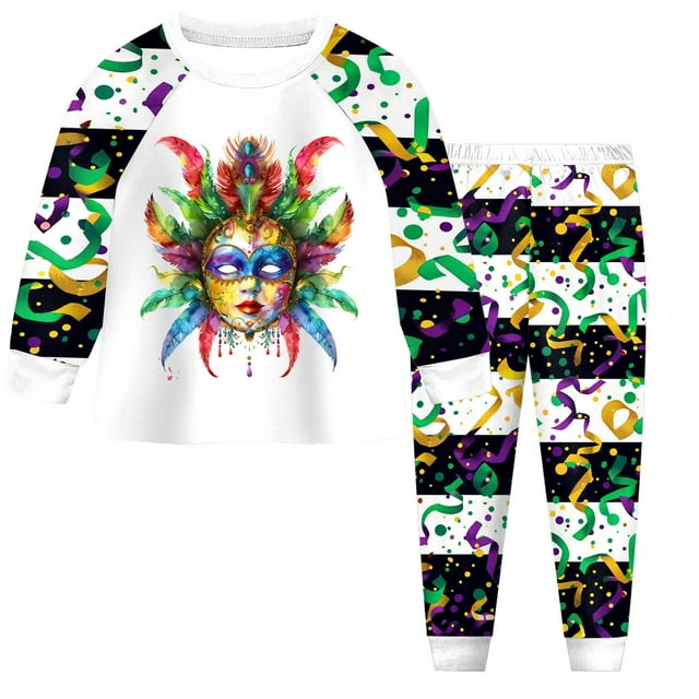 2 Piece Pyjamas Set For Boys And Girls T Shirt And Pants Outfit For Kids Carnival Party