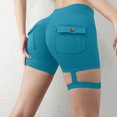 thumbnail image 2 of Scrunch Workout Shorts with Pockets Charm Gym Biker Shorts for Women High Waisted Booty Yoga in Breathable Fabric Turquoise L, 2 of 6