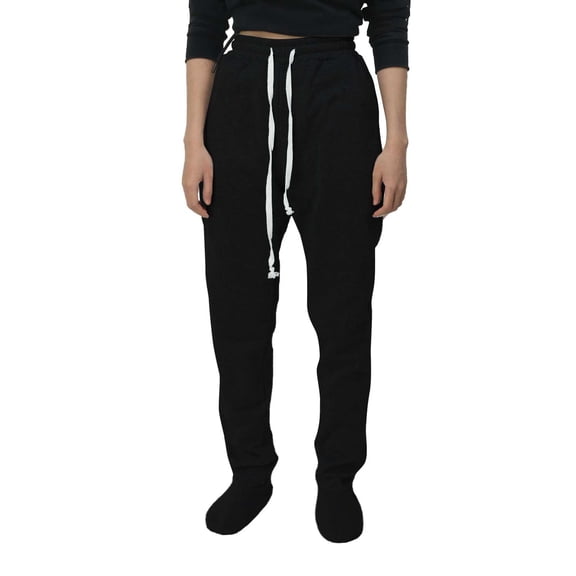 shoper Pajama Pants Women Soft Elastic Waist Drawstring Footing Sweatpant Lined Pants Joggers Warm Lounge Sleepwear (Black,XL)
