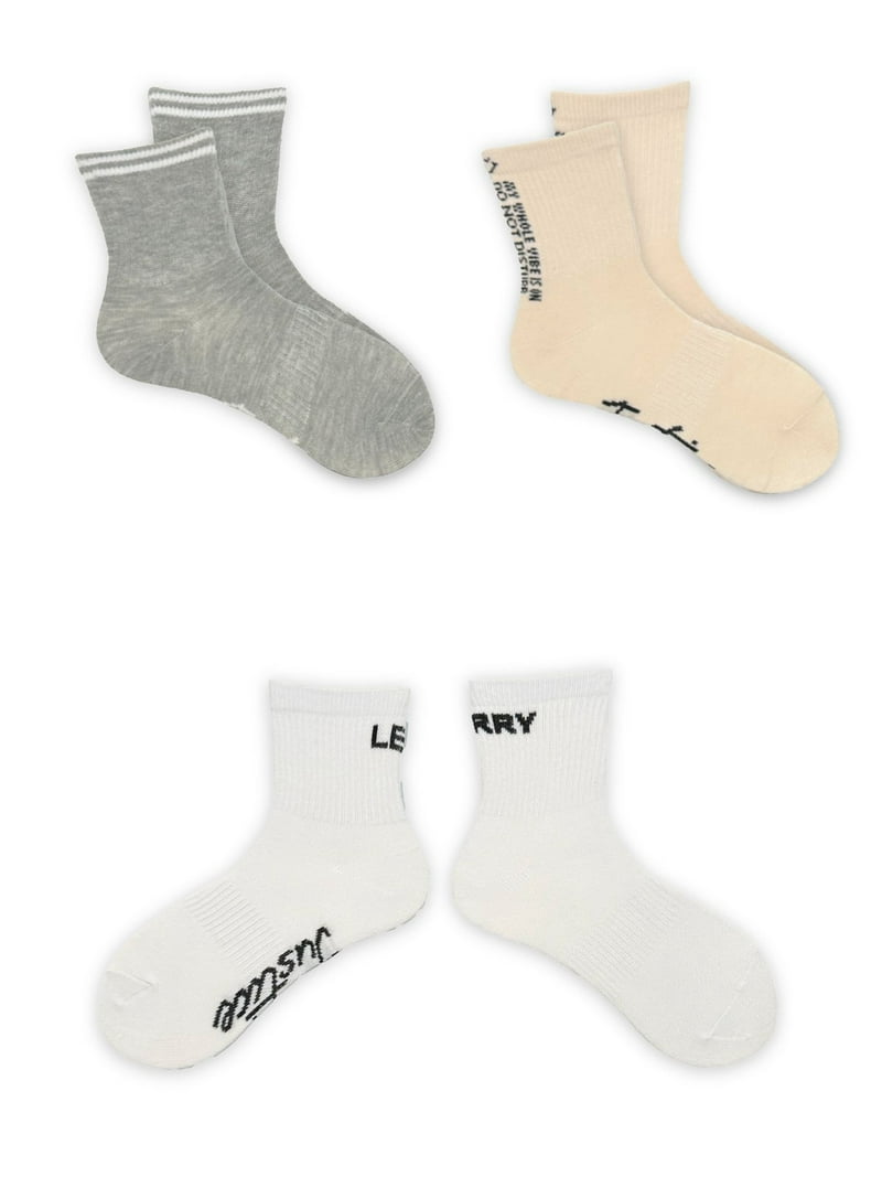 Justice Girls Mid Crew Socks 3-Pack, Sizes M-L - Walmart.com