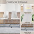 thumbnail image 5 of 36" Square Glass Dining Table Set, Modern Stainless Steel Cross-Leg Base with 4 Silver-White Velvet Upholstered Dining Chairs, for Dining Rooms, Cafes, Apartments, 5 of 8