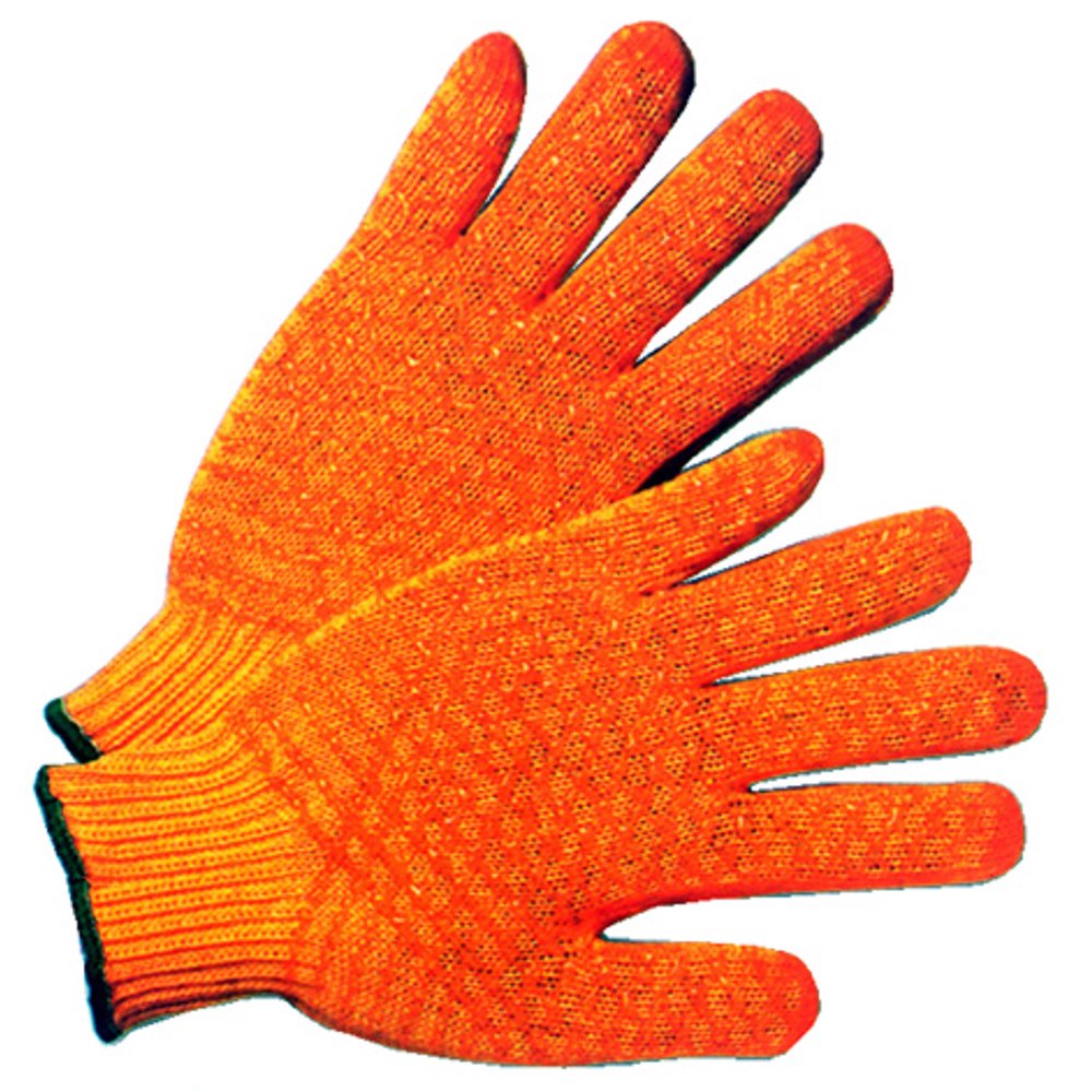 Polyester with Orange Grip Gloves (Sold by Dozen) Size Small