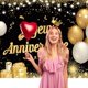 thumbnail image 5 of Fondo de tema de tela decorativa de tela decorativa de banner de fondo de cumpleaños con tema de oro negro JM JM, 5 of 5