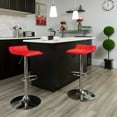 thumbnail image 4 of Contemporary Red Vinyl Adjustable Height Barstool with Quilted Wave Seat and Chrome Base, 4 of 5