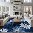 thumbnail image 3 of Blue Black Flowers Area Rugs 8'x10', Washable Small Throw Rugs for Living Room Patio, Modern Abstract Blooms Floral Indoor Outdoor Rug Non-Slip Low Pile Carpet Runner Reversible Floor Mats, 3 of 8