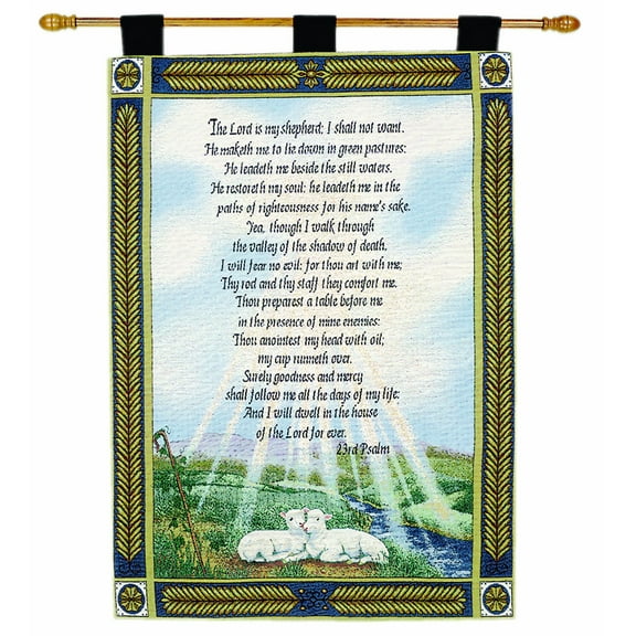 Manual Inspirational Collection 26 X 36-Inch Wall Hanging and Finial Rod, 23rd Psalm