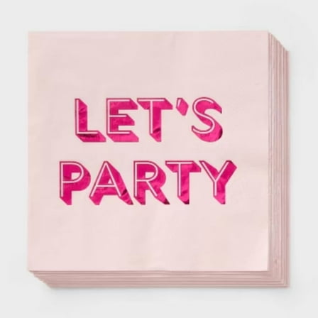 Hot Pink "Let's Party" Lunch Napkin 30ct - Spritz