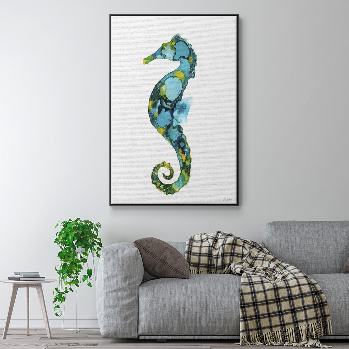 Seahorse Framed Premium Gallery Wrapped Canvas - Ready to Hang - 17 x 25 - Black Floating Frame