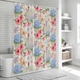 thumbnail image 6 of Beige Blue Hydrangea Bathroom Shower Curtains with 12 Hooks Waterproof Shower Curtain for Stalls and Bathtubs Farmhouse Floral Botanical Burlap Decorative Bathroom Privacy Curtain 72x72 Inches, 6 of 9
