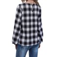 thumbnail image 5 of Blouse à Carreaux pour Femmes, Col Rond, Manches Longues Lanterne, 5 of 5