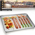 thumbnail image 4 of 14 Pieces Baking Sheet Pan Cookie Sheet Set for Oven Stainless Steel Trays Nonstick Small Serving Tray Cake Toaster Metal Food Trays, for Oven and Dishwasher, 4 of 6