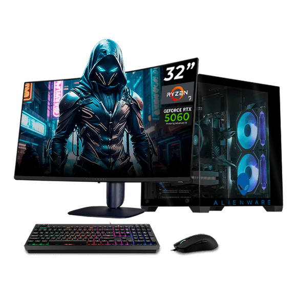 PC Gamer Completa Xtreme PC Gaming ALIENWARE NVIDIA GeForce RTX 5060 AMD Ryzen 7 5700 16GB SSD 1TB Monitor 32 180Hz WIFI gaming 1080p, estudios y multitarea