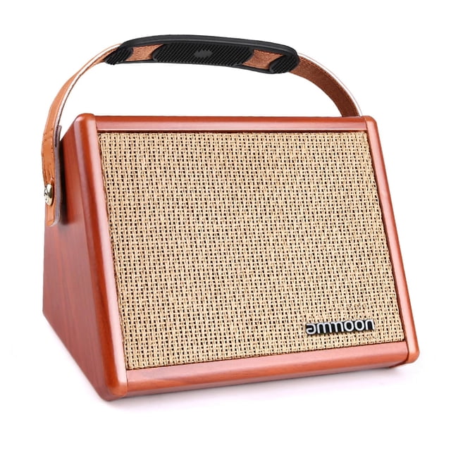 Riwcyla AC,15 15W Portable Acoustic Guitar Amp with Microphone Input Supports Bass Treble Control Reverb Effect Built,in Rechargeable Battery
