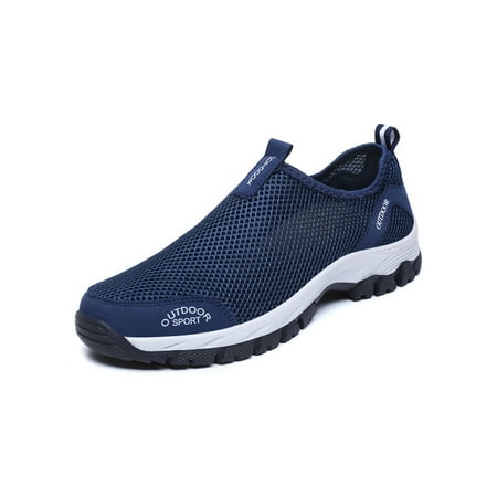 

Ritualay Mens Hiking Shoes Slip On Trainers Outdoor Sneakers Comfort Hollow Out Walking Shoe Men Mesh Blue 9.5