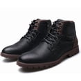 thumbnail image 2 of Botas cortas de cuero para hombre, estilo retro, antideslizantes, con cremallera lateral, informales, para otoño e invierno., 2 of 5