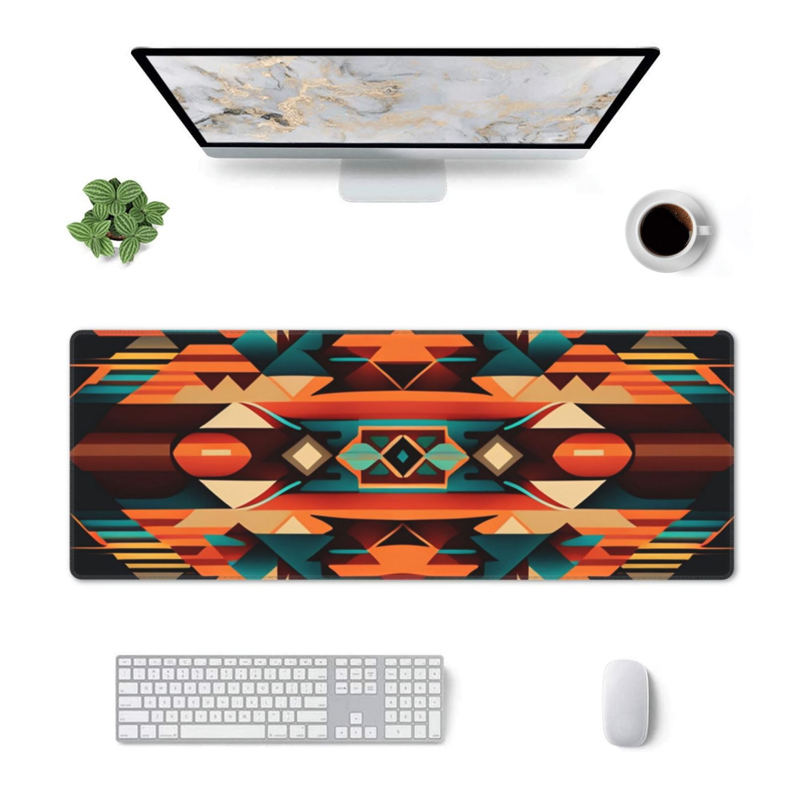 Ethnic Geometric Navajo Native American Tribal Abstract Mouse Pad Extended Large Gaming Mousepad Non-Slip Rubber Big Keyboard Desk Mat 31.5 X 11.8 Inch
