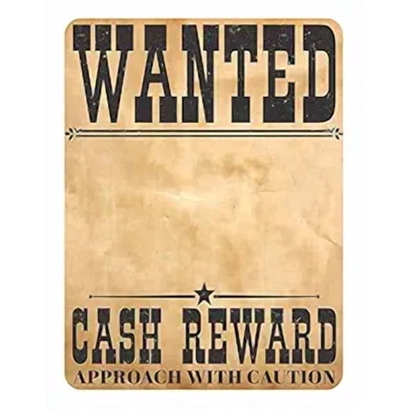 Wanted Cash Reward Cowboy Theme Birthday Edible Icing Image Cake Topper, by Tnct. Email Photo to Tnct after purchase.