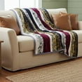 thumbnail image 5 of DaDa Bedding Botanical Floral Striped Carnations Mink Flannel Fleece Throw Blanket (XY9829), 5 of 11