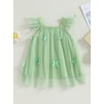 thumbnail image 2 of Raccmtaty Baby Girl Tulle Dress Fly Sleeve Square Neck Tutu Dress 3D Flower/Butterfly Party Dress, 2 of 9