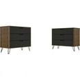 thumbnail image 2 of Manhattan Comfort Rockefeller 3-Drawer Wood Dresser in Gray/Natural (Set of 2), 2 of 11