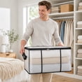 thumbnail image 4 of Bedroom Storage and Organization, Clothes Storage Bag, Under Bed Storage, Stackable Closet Storage, 24X17X14 Inch Heavy Duty Clear Pvc Storage Box with Reinforced Side Support,, 4 of 6