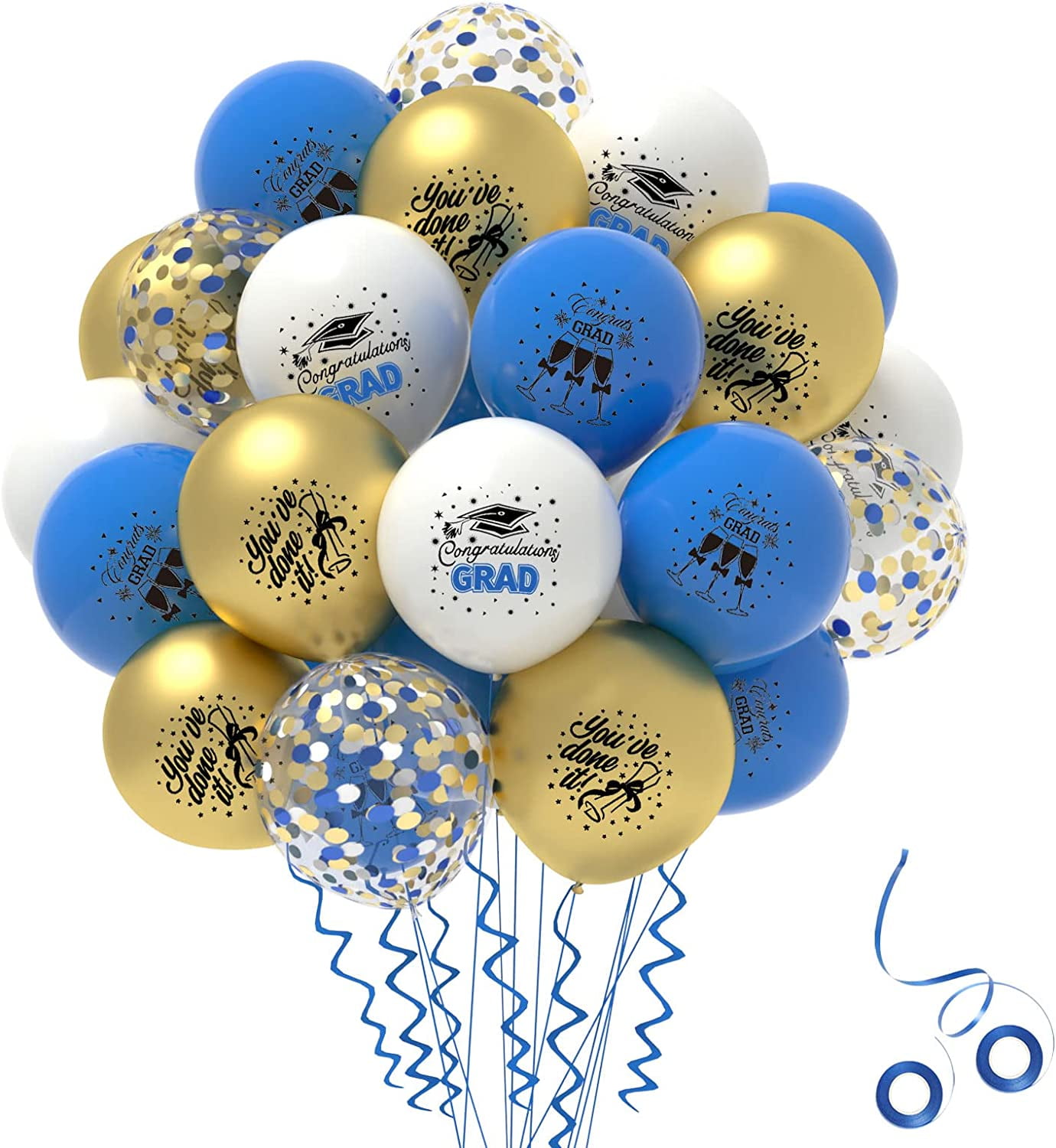 Janinus 2023 Graduation Decorations Blue And Gold Balloons 65pcs 12