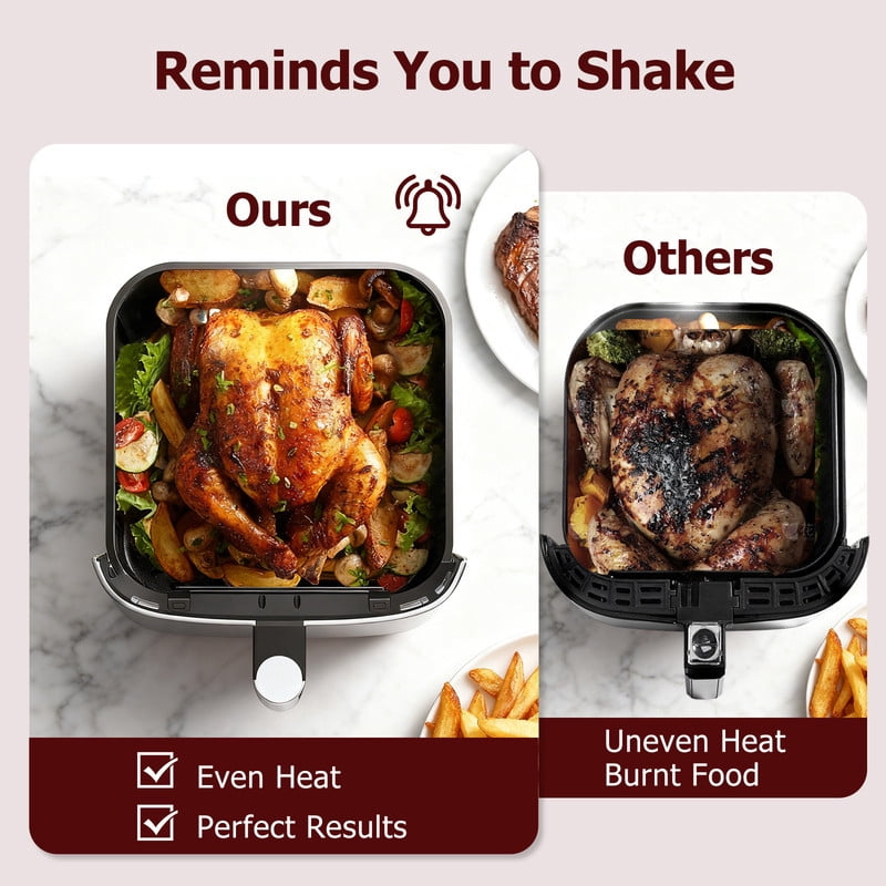 Dozzle 4QT Visual Window Air Fryer, 1500W Touchscreen Display with 8 Cooking Presets, Automatic Shut-Off, Nonstick Basket Dishwasher Safe, 60-Minute Timer, Up to 400°F, White