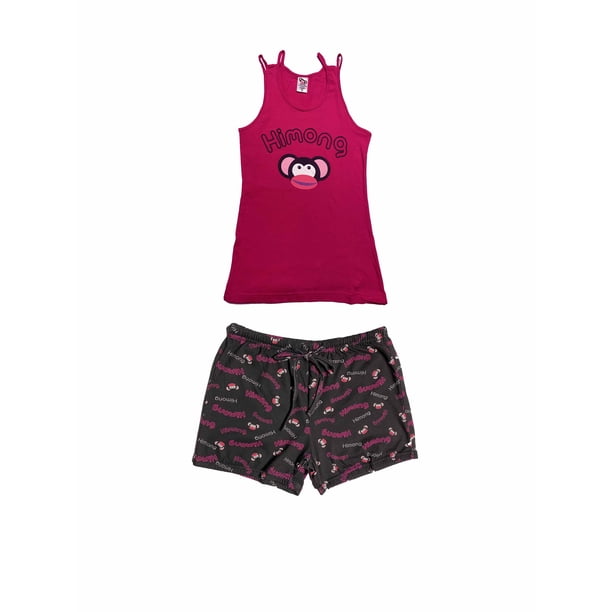 Pijama para Mujer Set de Camiseta Rosa y Short Negro Tatys Fashion 8813
