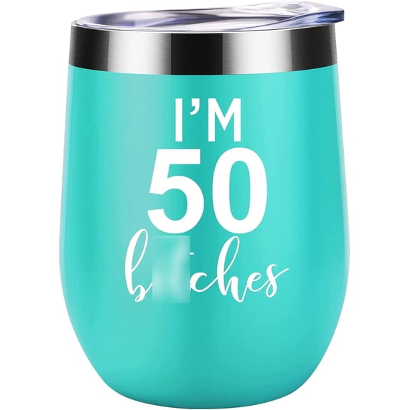 Wine Tumbler - Fiftieth Birthday Gifts for Women, Funny 50th Birthday Gifts for Women - Turning 50th Year Old Birthday Gifts Ideas for Women - Fifty Birthday Gifts, 50s Birthday Gift for Women