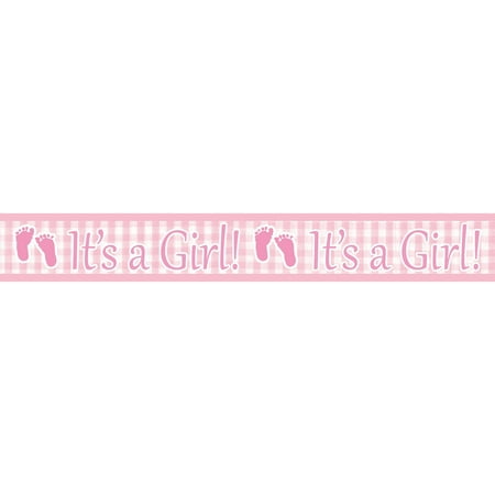 Plaid Baby Girl Foil Banner