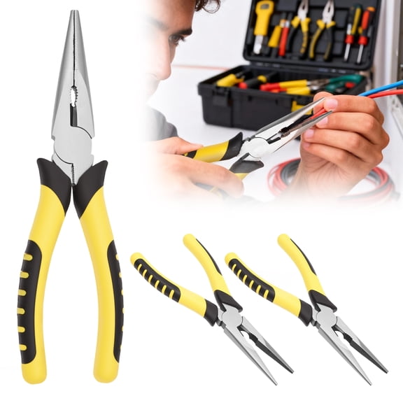 3Pcs Needle Nose Pliers with Wire Cutter 8 Inch Portable Precision Long Nose Pliers with Ergonomic Grip for Cutting Clamping