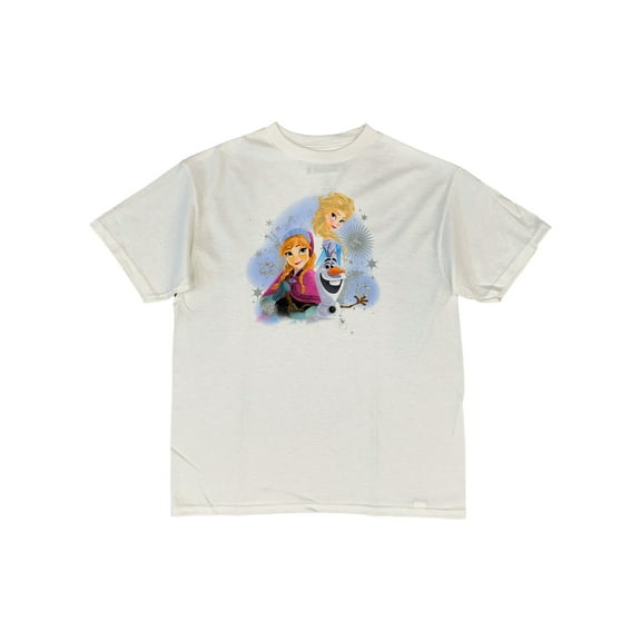 Disney Frozen Girls White Elsa Anna Olaf Short Sleeve Tee Shirt T-Shirt Medium