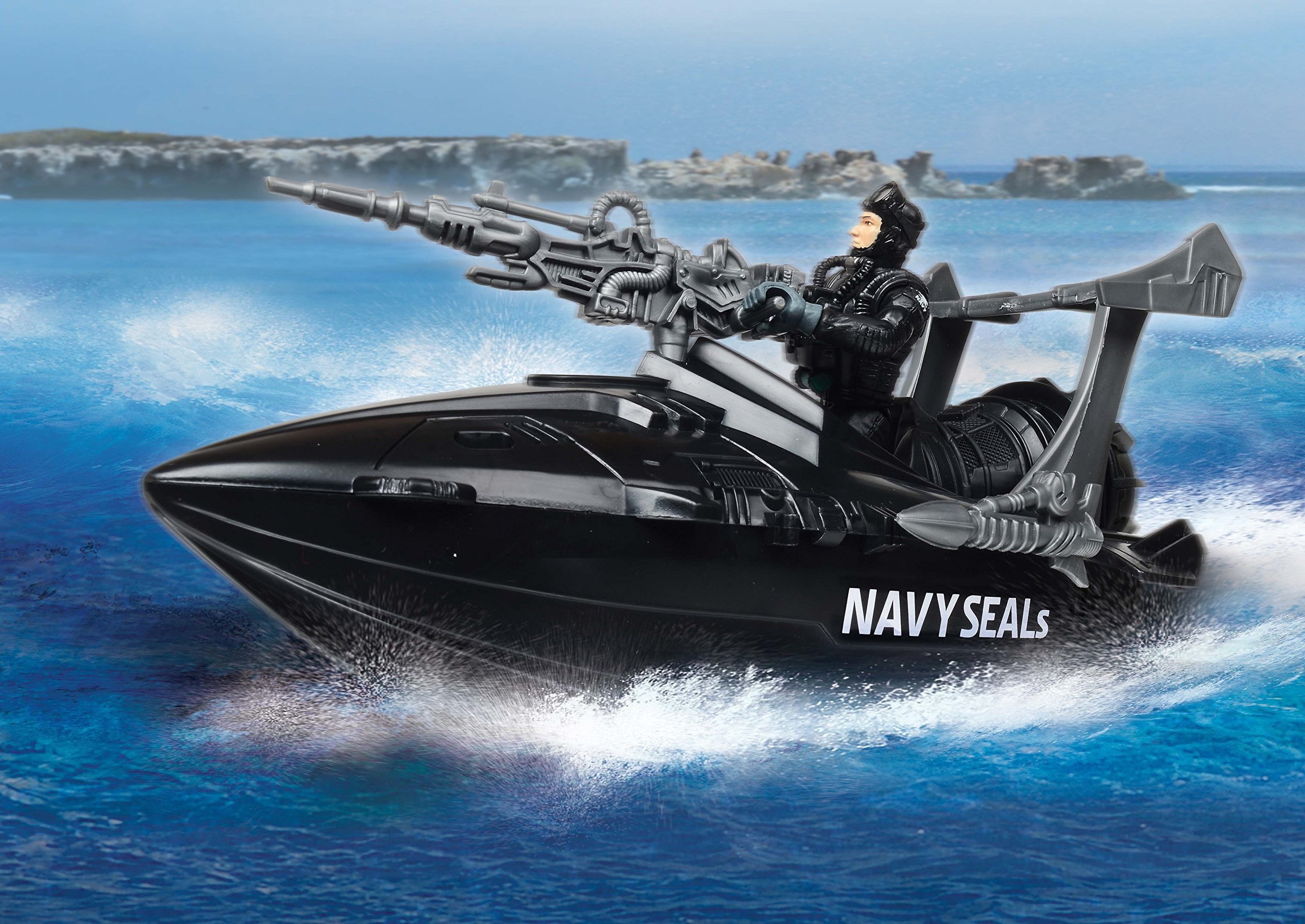 US Navy Seals Speedboat Playset Kids Toys with 2 Action Figures and