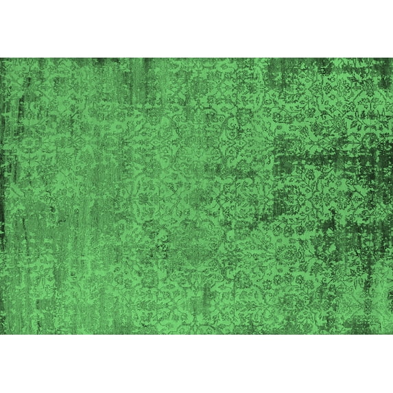 Ahgly Company Indoor Rectangle Oriental Emerald Green Industrial Area Rugs, 2' x 5'