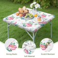 thumbnail image 4 of Square Tablecloth with Elastic Edges 36 * 36 Inch Pioneer Waterproof Pink Floral Feathers Table Cover Washable Indoor and Outdoor for Party Kitchen Dinner Banquet Patio Picnic, 4 of 6