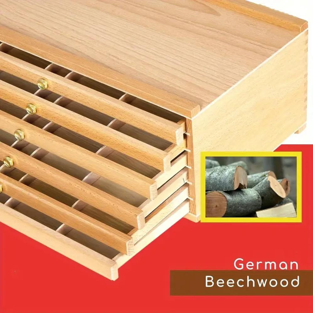 4/6-Tier Wooden Art Supply Organizer with Drawers – Multi-Compartment Storage Box for Pencils, Markers, Brushes & Tools – Portable Craft Caddy – Desk & Drawer Organizer