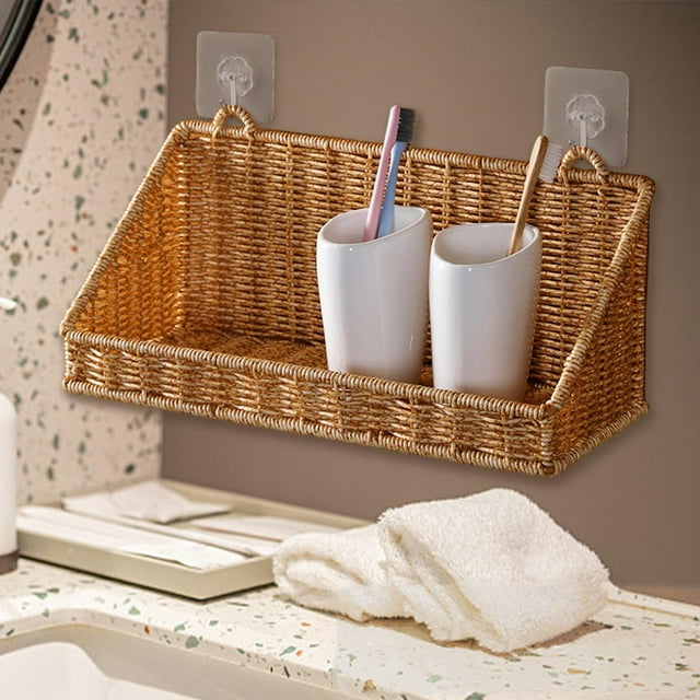 Organizador Tejido, Cesta para Colgar en La Pared, Estantes de Almacenamiento, Decoración de La Habitación, Estilo Rústico, Cesta de Almacenamiento Co S