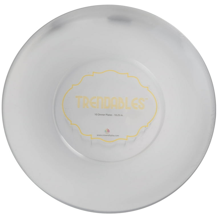 Crown Display Premium Plastic Party Plates 8 inch Disposable Plastic Salad or Dessert Plates Trend Glass Look Design