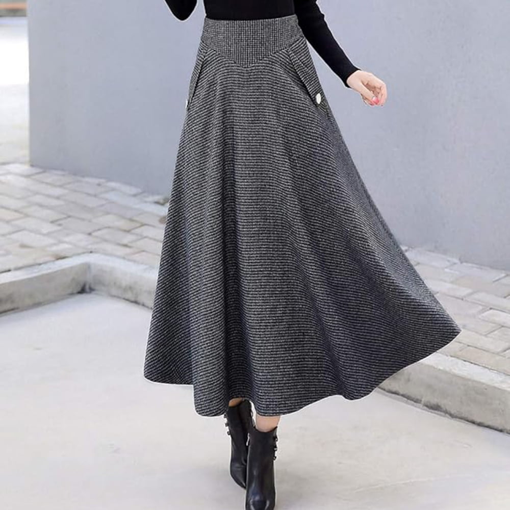 Femmes Maxi Jupe En Jean Décontractée Évasée Jupe En Denim Vintage Mode