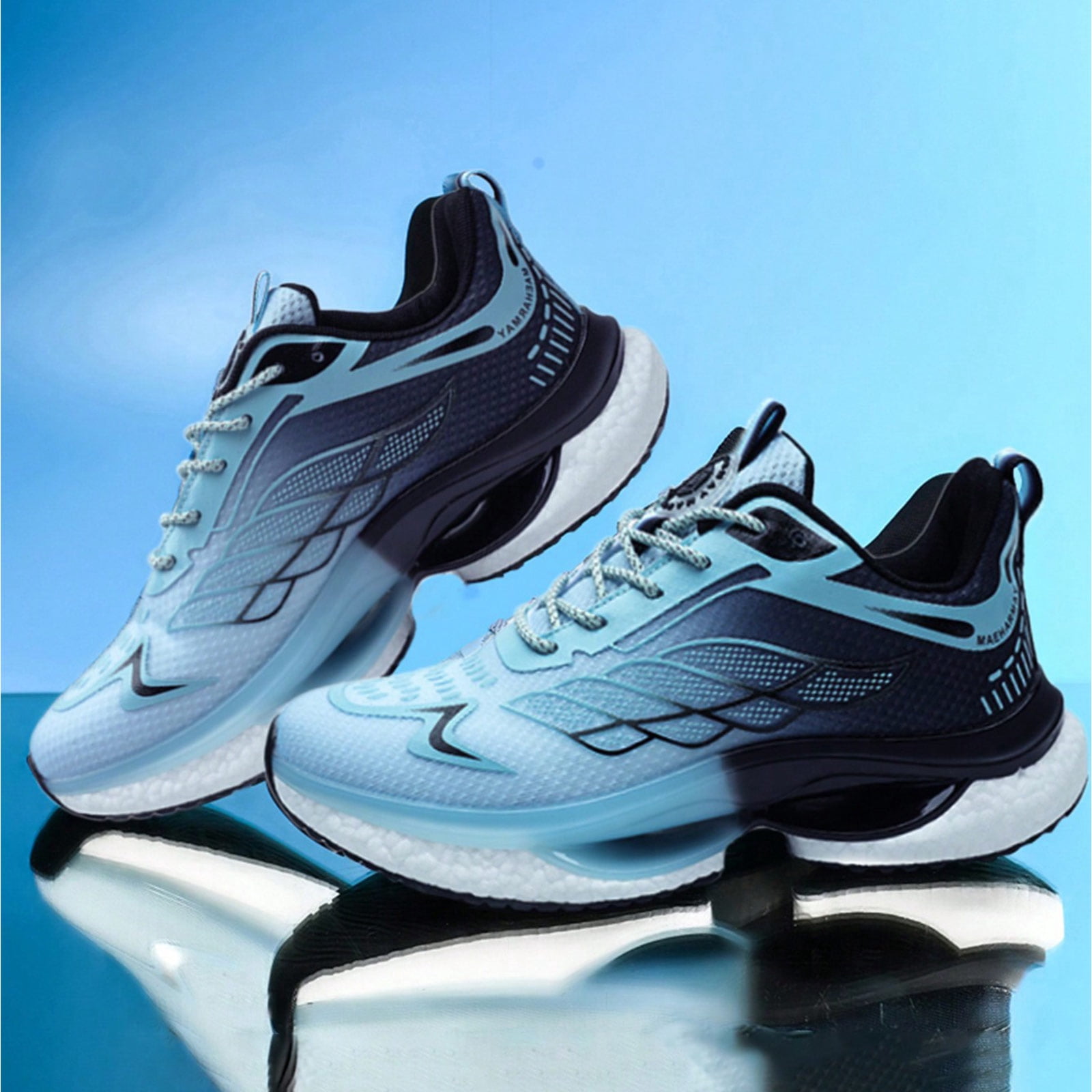 Domuza Orthopedic Shoes for Women Arch Support Non Slip Slip on Golf Shoes Wide Knitted Mesh Stretch Volleyball Shoes Comfortable 2026 New Foam Shoes Blue 7（EU-38）