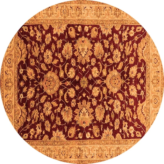 Ahgly Company Indoor Round Oriental Orange Traditional Area Rugs, 8' Round