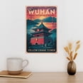 thumbnail image 3 of Wuhan Retro Travel Poster Vintage Chinese City Tourism with Yellow Crane Tower & Landmarks Canvas Poster, 3 of 8