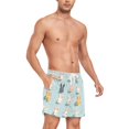 thumbnail image 4 of FORMRS Mens Swim Trunks Mesh Liner Quick Dry Casual Beach Board Shorts with Pockets, Sizes S-2XL, Green Cute Rabbits, 4 of 9
