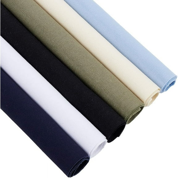 6Pcs 6 Colors Cotton Embroidered Fabric Squares Linens Punch Embroidery Solid Color Square Needlework Breathable Cloth for Sewing Making Clothing Accessories DIY Patchwork Craft Supplies colorful