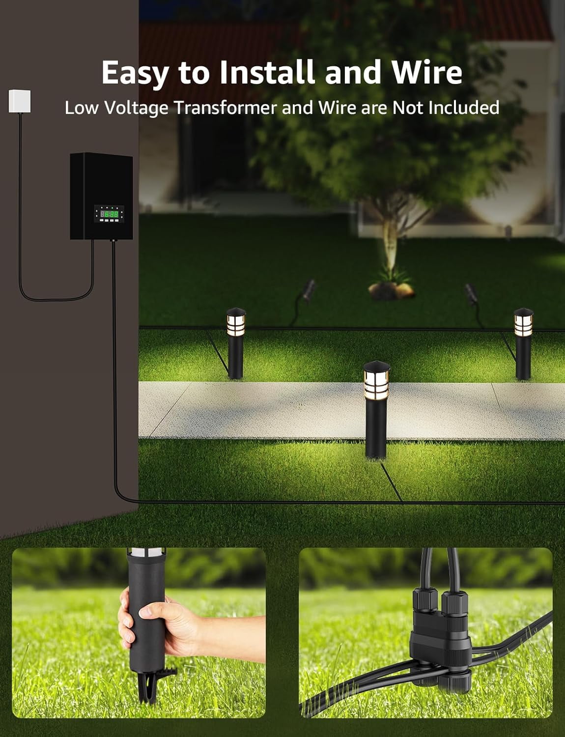 SUNVIE Low Voltage Pathway Light 3W 3000K LED Landscape Bollard Path Lighting Outdoor for Yard