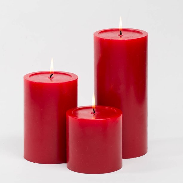Richland 4" Pillar Candles Red Set of 3