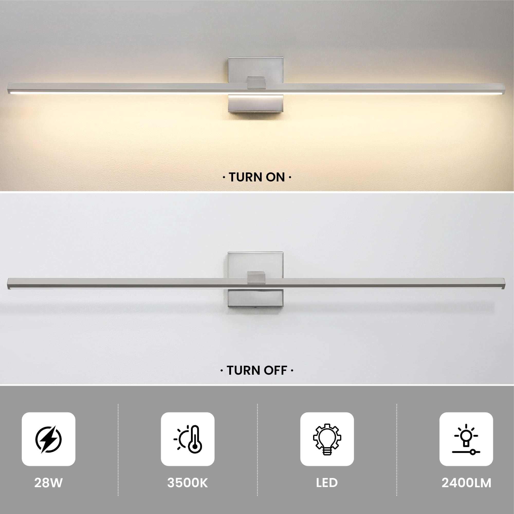 Modern Vanity Lighting Fixtures 39 Inch Bathroom Vanity Lights Over Mirror Wall Sconce for Bathroom Brushed Nickel Warm Lighting Bath Wall Sconce