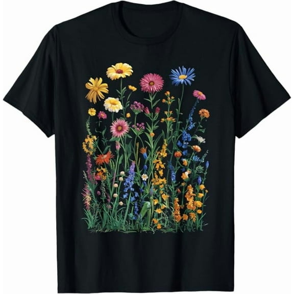 Women's Vintage Floral Tshirt Boho Wildflower Graphic Shirt Floral Gardening T-Shirt Cute Summer Pure Cotton Tee Tops